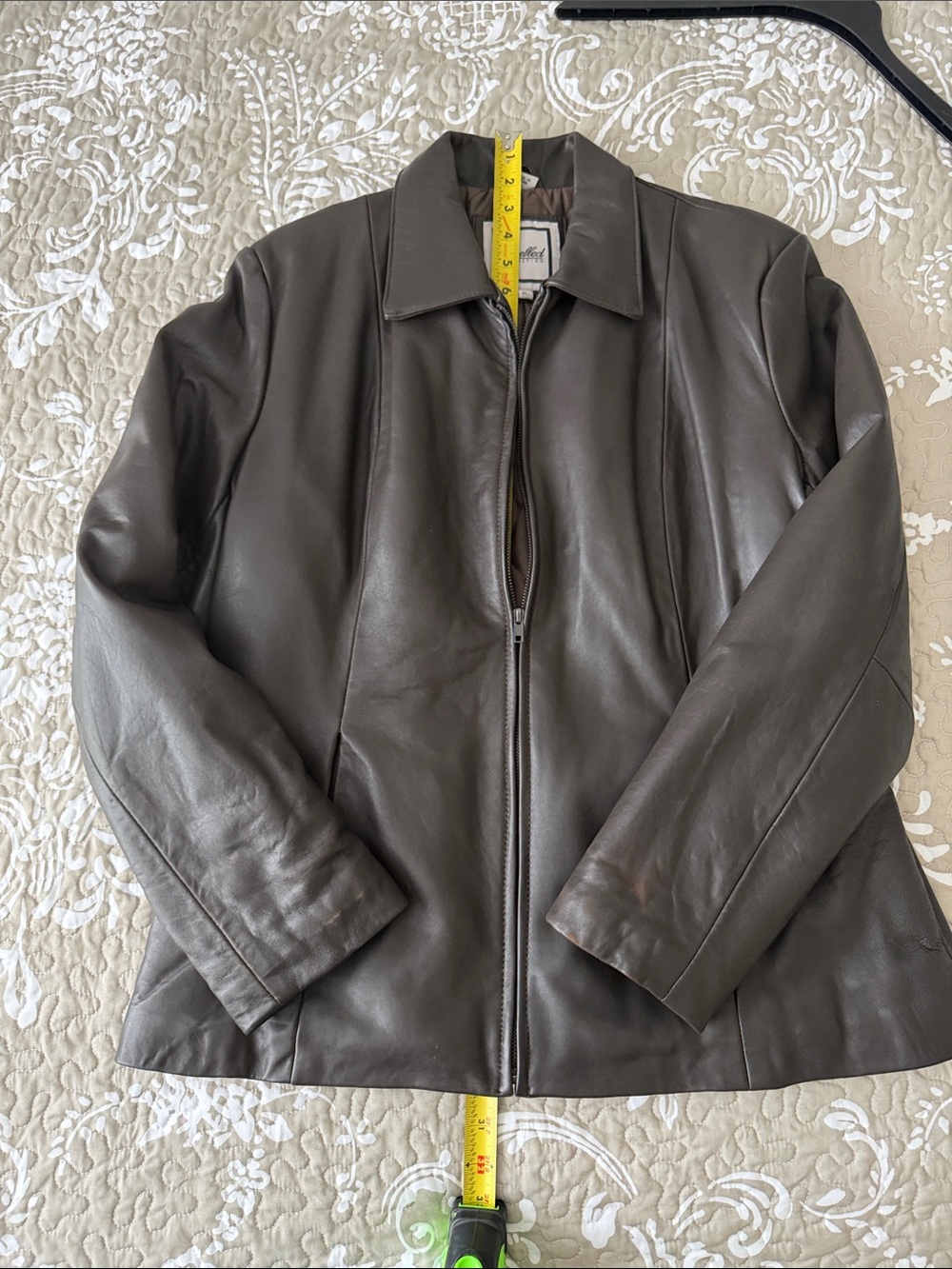 Ladies Brown Leather Zip-Front Jacket